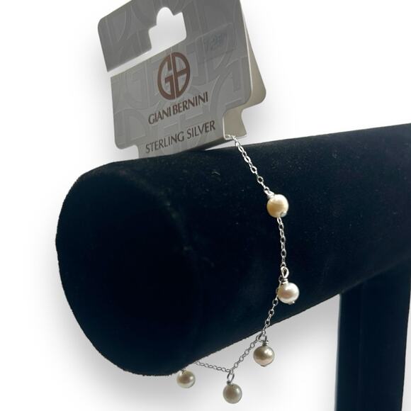 NWT Cultured Freshwater Pearl Dangle Drop Sterling Silver Bracelet NEW - Picture 1 of 12